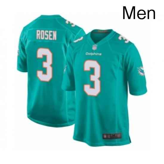 Mens Miami Dolphins 3 Josh Rosen Game Aqua Green Team Color Football Jersey